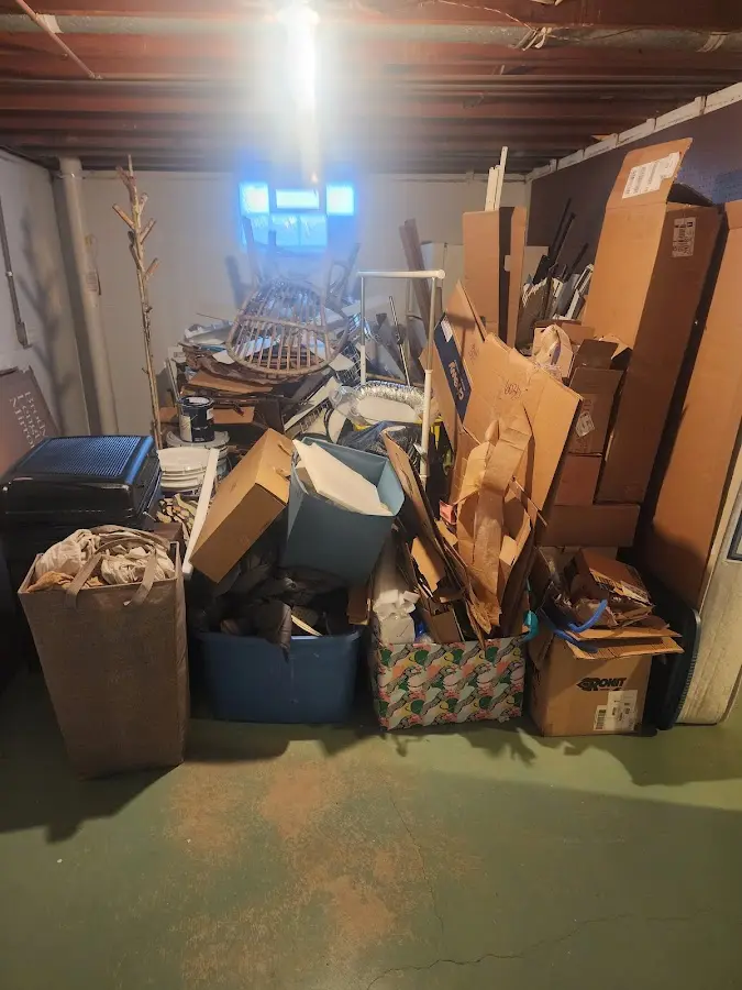 Roll-off dumpster container at job site for 6 Yard Dumpster Rental in Midway North